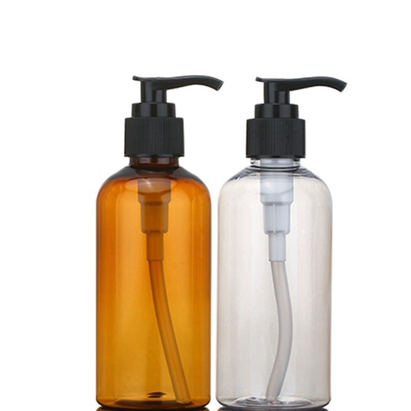6 Pcs 100ml Simple Travel Pump-bottle PET Colored Cosmetic Storage Lotion Shampoo Dispensers for Outdoor Cosmetic Liquid(Transparent, Brown Tea Color) - Image 2