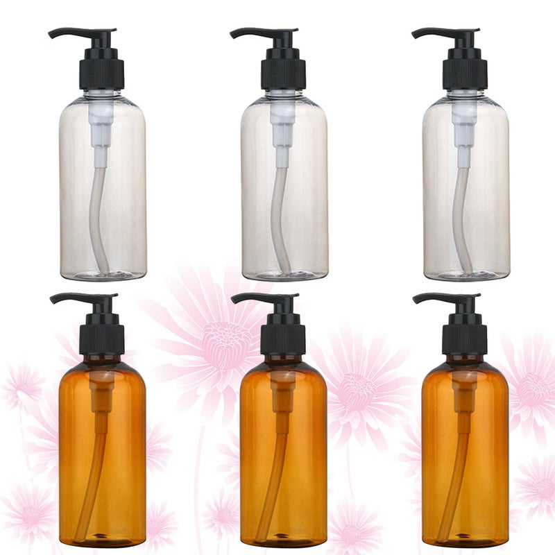 6 Pcs 100ml Simple Travel Pump-bottle PET Colored Cosmetic Storage Lotion Shampoo Dispensers for Outdoor Cosmetic Liquid(Transparent, Brown Tea Color) - Image 5