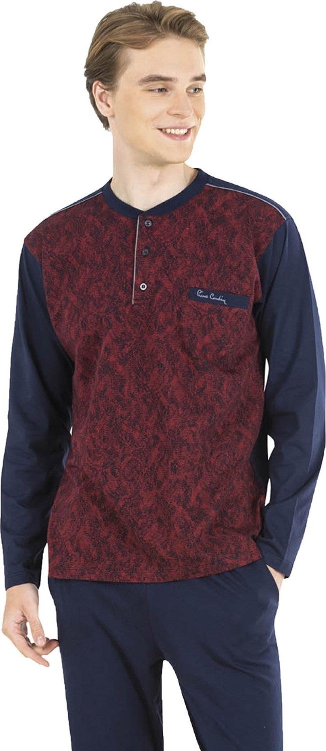 pierre cardin Men's Pajama Set, Jacquard Pajama Set, Long Sleeve Pajamas, 