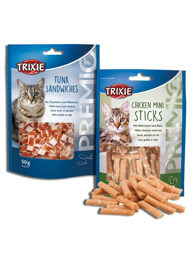 Trixie Cat Treat Combo Of Premio Chicken Mini Sticks And Premio Tuna Sandwiches, Nutrient Rich Treats For Cats, Suitable For All Breeds - (Pack Of 2) - Image 1