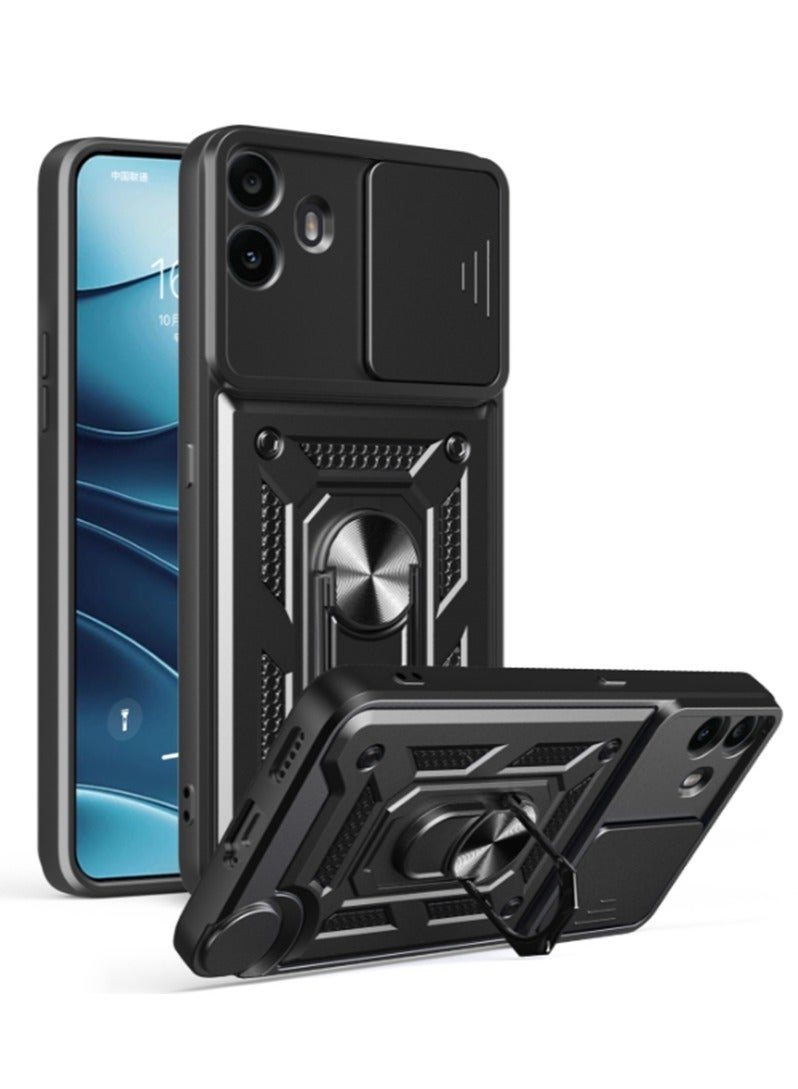 for Nothing CMF Phone 1 / cmf by NOTHING Phone 1 Case Cover, Slide Camera Lens Cover, Magnetic Ring Holder Kickstand Protective Phone Case for Nothing CMF Phone 1 / cmf by NOTHING Phone 1, Black  - Image 1