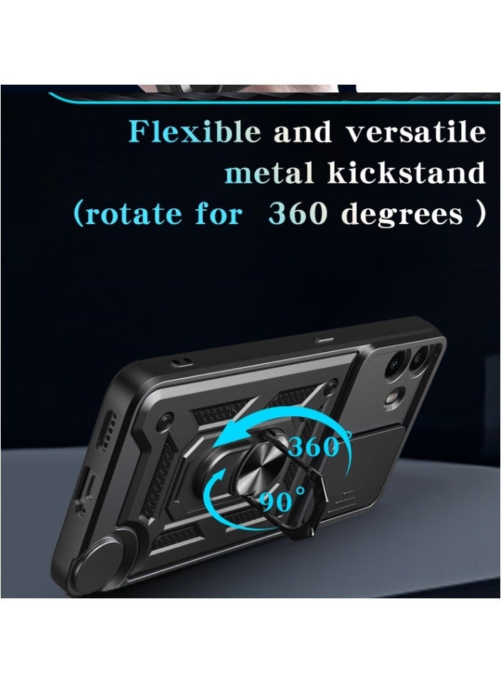 for Nothing CMF Phone 1 / cmf by NOTHING Phone 1 Case Cover, Slide Camera Lens Cover, Magnetic Ring Holder Kickstand Protective Phone Case for Nothing CMF Phone 1 / cmf by NOTHING Phone 1, Black  - Image 5