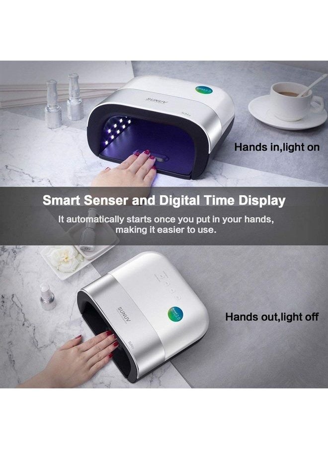 SUNUV - 48W UV LED Professional Nail Lamp for Gel Nail Polish Curing UV Light Nail Dryer 5 Fingernails & Toenails with Sensor, 39 PCS LED Beads SUN3 Gift for Woman Mom Girl - Image 1