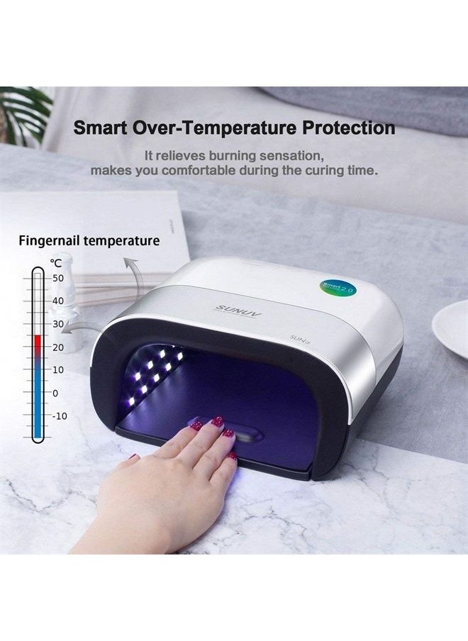 SUNUV - 48W UV LED Professional Nail Lamp for Gel Nail Polish Curing UV Light Nail Dryer 5 Fingernails & Toenails with Sensor, 39 PCS LED Beads SUN3 Gift for Woman Mom Girl - Image 1
