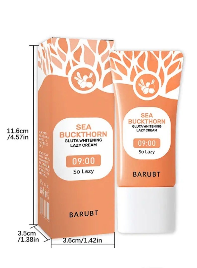 BARUBT Sea Buckthorn Gluta Whitening Lazy Cream 30G Brighten Cover Blemishes Refreshing Non Sticky Brightening Lazy Cream Brighter and Whiter Face and Skin Gel Anti Aging Dark Spot Remover Moisturizer Tone Up Cream - Image 2
