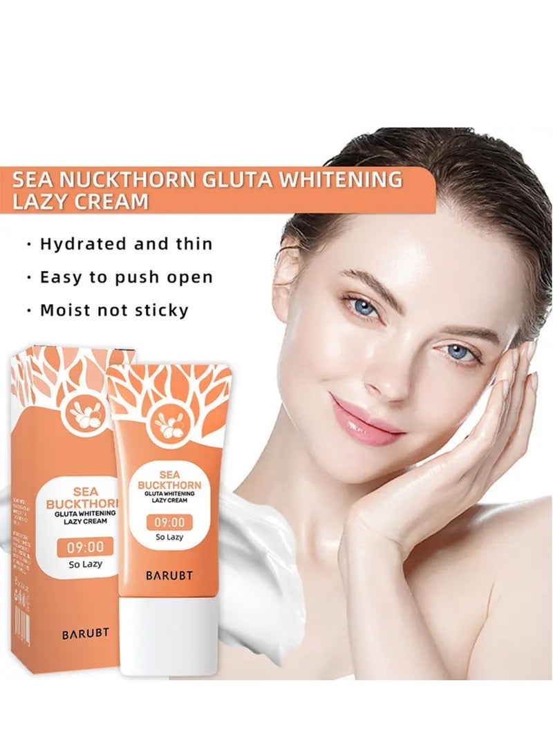 BARUBT Sea Buckthorn Gluta Whitening Lazy Cream 30G Brighten Cover Blemishes Refreshing Non Sticky Brightening Lazy Cream Brighter and Whiter Face and Skin Gel Anti Aging Dark Spot Remover Moisturizer Tone Up Cream - Image 3
