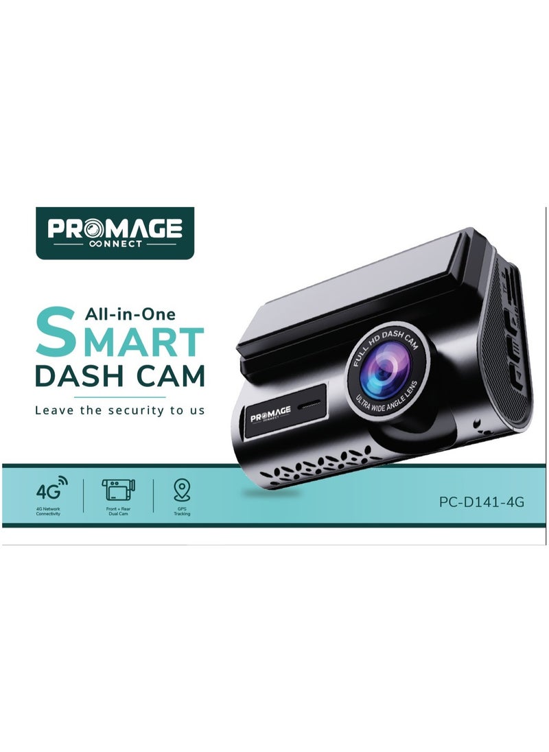 PROMAGE PROMAGE Connect Dash Camera 4G – PC-D141-4G, 2K Front + 720P Rear Dual Lens, GPS, 3" IPS Display, 4G LTE, WiFi Hotspot, Loop Recording, Live View, G-Sensor, Parking Mode 