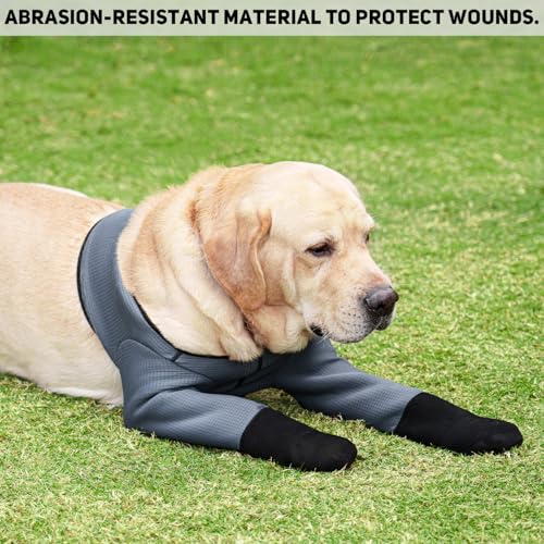 yrenoer Dog Socks & Boots - Waterproof Anti-Licking Paw Protectors with Non-Slip Bottom, Post-Surgery Recovery Sleeves for Wound Protection (Grey, XL) - Image 4