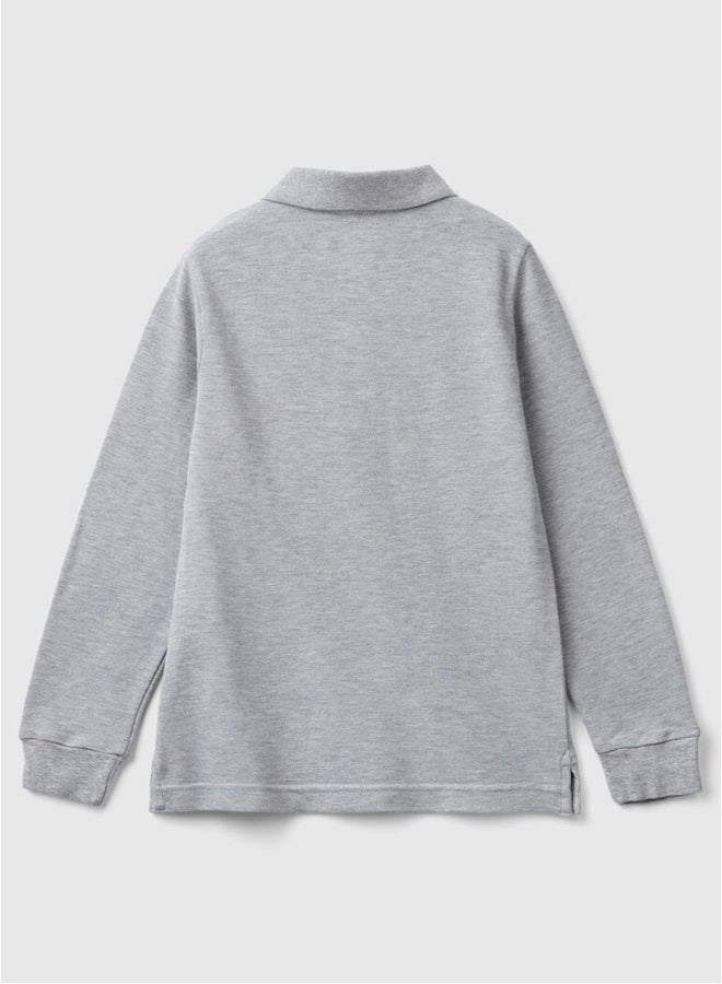 Benetton Boys Slim Fit Long Sleeve Polo Shirt - Image 2