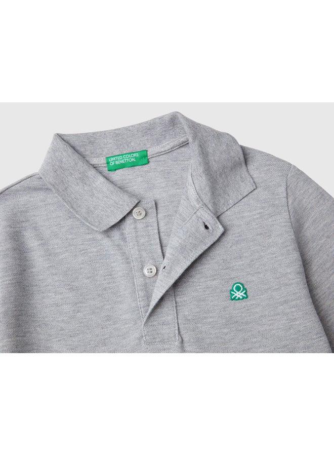 Benetton Boys Slim Fit Long Sleeve Polo Shirt - Image 3