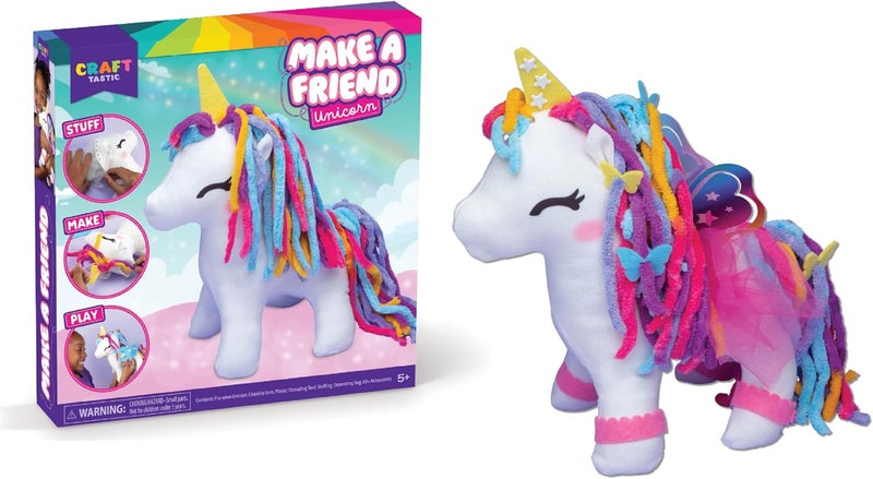 Craft Tastic Craft- Tastic - Make a Friend Unicorn - Mini Sewing Kit, Arts and Crafts, Kids Crafts, Craft Kit Makes 1 Easy-to-Sew Stuffie with Accessories, Bonus Travel Tote Included Ages 6+ - Image 1