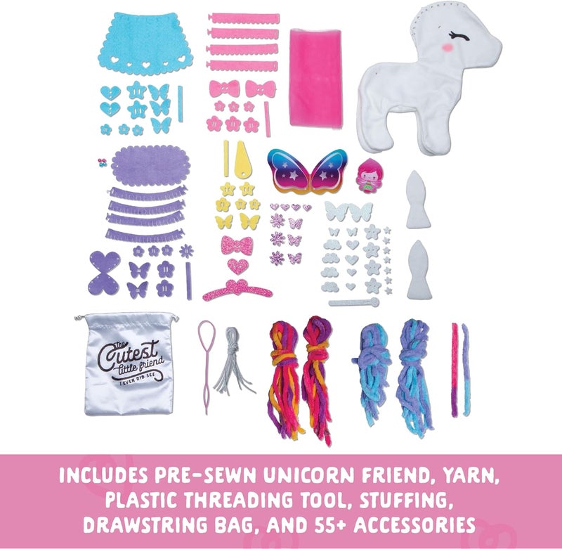 Craft Tastic Craft- Tastic - Make a Friend Unicorn - Mini Sewing Kit, Arts and Crafts, Kids Crafts, Craft Kit Makes 1 Easy-to-Sew Stuffie with Accessories, Bonus Travel Tote Included Ages 6+ - Image 2