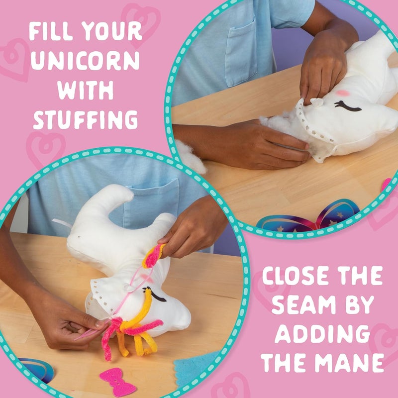 Craft Tastic Craft- Tastic - Make a Friend Unicorn - Mini Sewing Kit, Arts and Crafts, Kids Crafts, Craft Kit Makes 1 Easy-to-Sew Stuffie with Accessories, Bonus Travel Tote Included Ages 6+ - Image 4