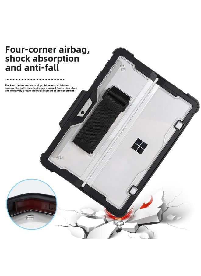 Generic - For Microsoft Surface Pro11 Protective Case Pro10/9/8 Anti-fall Bracket All-inclusive Three-proof Protective Case-Colour:Black + Shoulder Strap-Applicable Model:Microsoft Surface Pro8 - Image 1