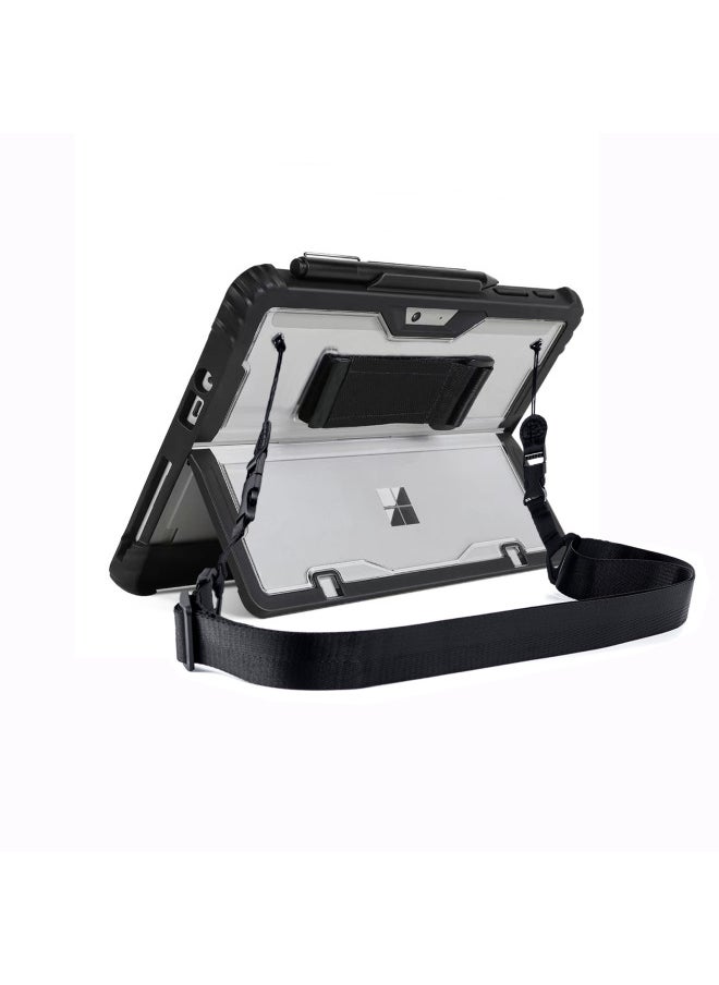 Generic - For Microsoft Surface Pro11 Protective Case Pro10/9/8 Anti-fall Bracket All-inclusive Three-proof Protective Case-Colour:Black + Shoulder Strap-Applicable Model:Microsoft Surface Pro8 - Image 1