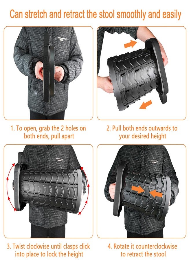 Boreeman كرسي بوريمان القابل للطي والمطور، كرسي مربع محمول، خفيف الوزن ولكنه أكثر متانة مع قدرة تحمل تصل إلى 400 رطل، مثالي للتخييم وصيد الأسماك والمشي لمسافات طويلة والشواء (عبوة من قطعتين باللون الأسود) - Image 5