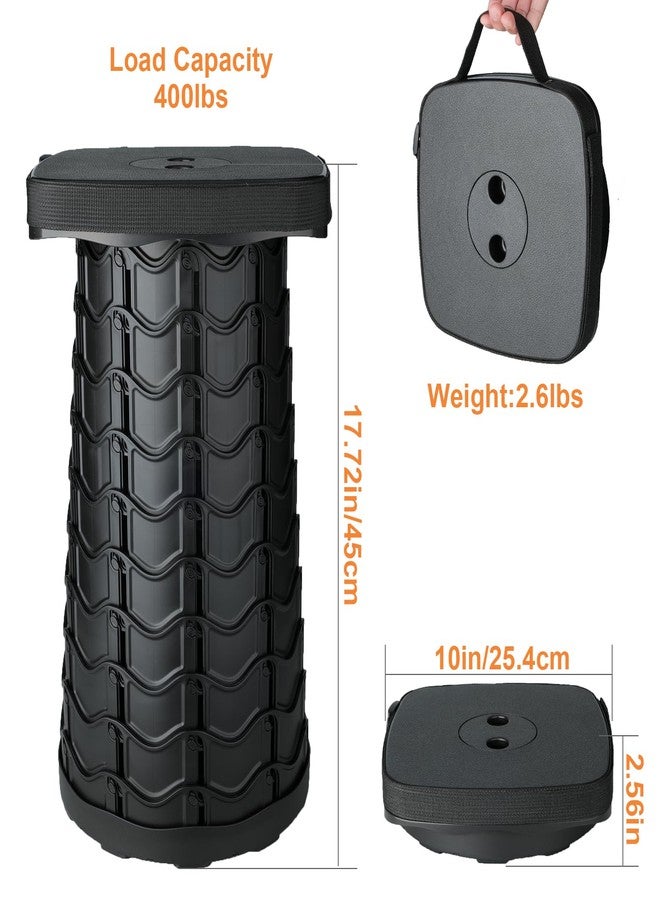 Boreeman كرسي بوريمان القابل للطي والمطور، كرسي مربع محمول، خفيف الوزن ولكنه أكثر متانة مع قدرة تحمل تصل إلى 400 رطل، مثالي للتخييم وصيد الأسماك والمشي لمسافات طويلة والشواء (عبوة من قطعتين باللون الأسود) - Image 2