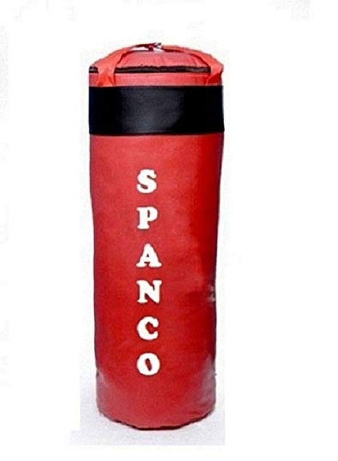 SPANCOUn-filled, With Hanging Straps Punching Bag, Red and Black - Image 2