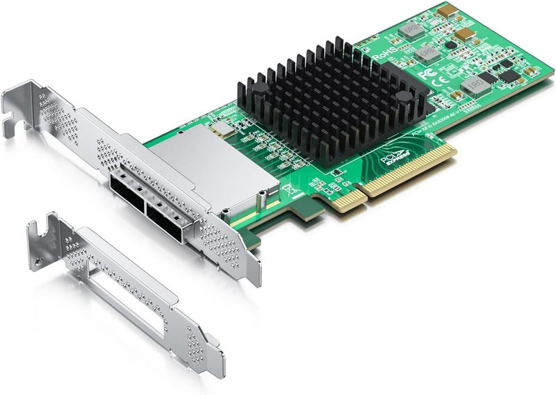 ipolex External PCIe SAS/SATA HBA Controller Card, SAS2008 Chip, PCIe 2.0 x8 6Gb/s, Same as 9200-8E, Dual Mini SAS 8088, JBOD/Non-RAID Support, Windows/Linux/VMware Compatible - Image 1
