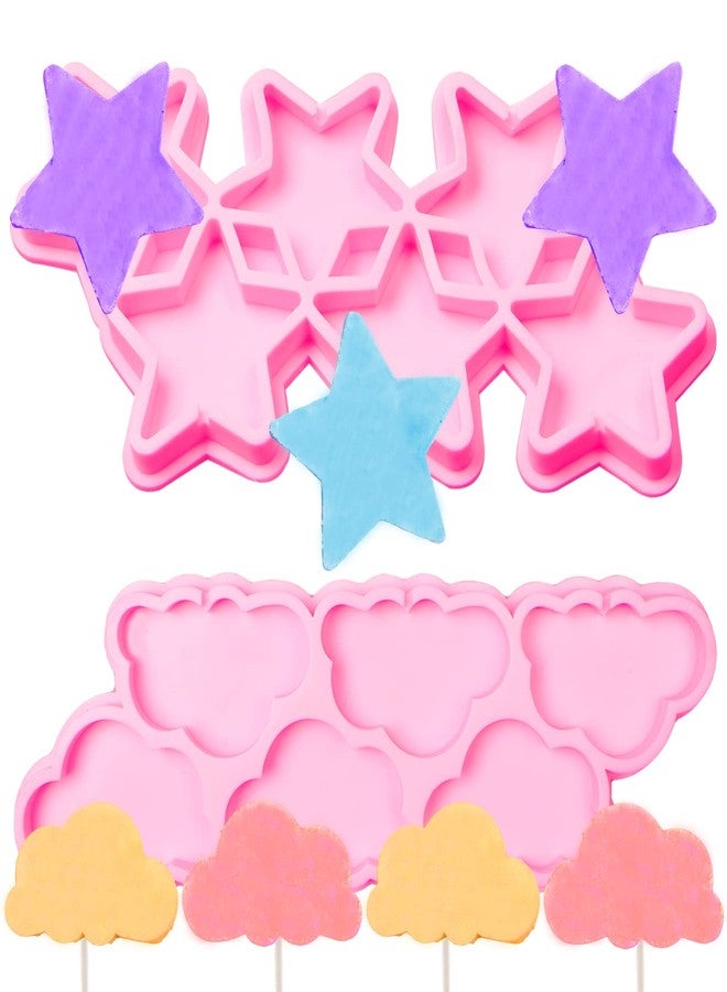 Xcake Lcook Cloud Lollipop Chocolate Birthday Mold, Star Fondant Silicone Mold for Cake Decoration Cupcake Topper Sugar Craft Gum Paste Cookie Dessert Ice Cube Clay Resin - Image 1
