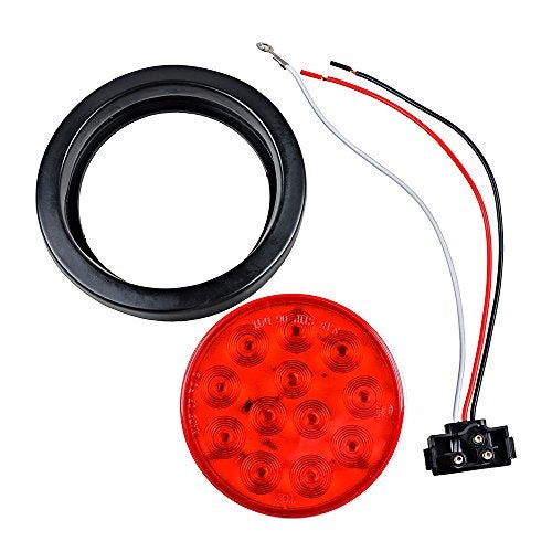 Anzio 4pcs Red Round 4" 12- LED Brake Stop Tail Light Compatible with Cargo Semi Trailer Container Tractor Truck Bus Lorries - Image 4