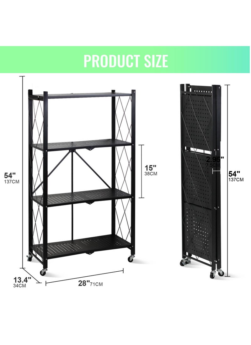 4 Tier Foldable Storage Organizer, Storage Shelves Kitchen Cabinet Storage Rack, Shelf Storage Multipurpose Rack for Living Room Bedroom Kitchen Garage Black - pzsku/Z8A42021A18504B86D0B2Z/45/_/1667887971/071bee04-fe21-43ef-b4d5-e283e0cc974b