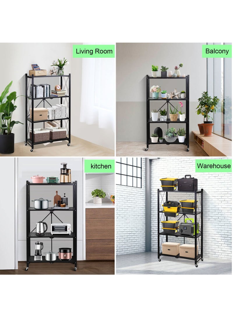 4 Tier Foldable Storage Organizer, Storage Shelves Kitchen Cabinet Storage Rack, Shelf Storage Multipurpose Rack for Living Room Bedroom Kitchen Garage Black - pzsku/Z8A42021A18504B86D0B2Z/45/_/1667887971/26d4dc2f-66b0-4ad2-9b3d-0116a37d81cb