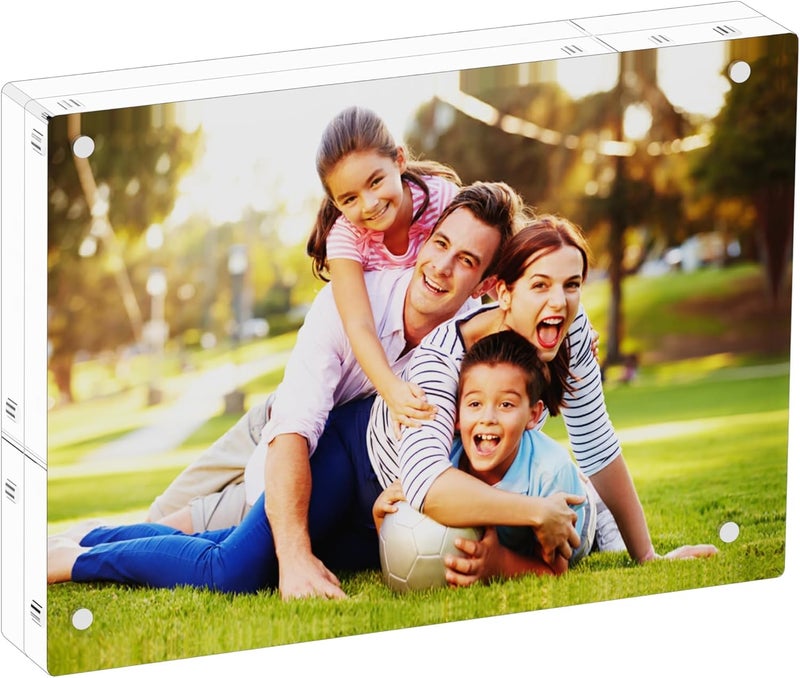 GENGENZER Mini Picture Frame 4x6 inch Clear Acrylic Magnetic Photo Business Card Frame 20mm Thick Double Sided Wallet Size Desktop Display Frames for Office Home Decor Photos Cards (4"x 6", 1pcs) - Image 1