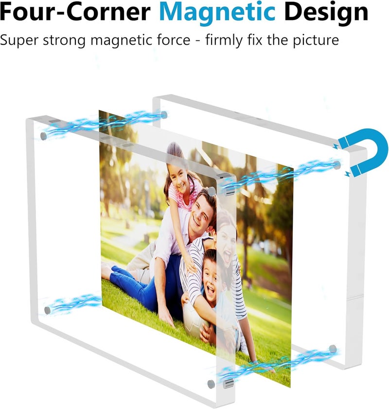 GENGENZER Mini Picture Frame 4x6 inch Clear Acrylic Magnetic Photo Business Card Frame 20mm Thick Double Sided Wallet Size Desktop Display Frames for Office Home Decor Photos Cards (4"x 6", 1pcs) - Image 3