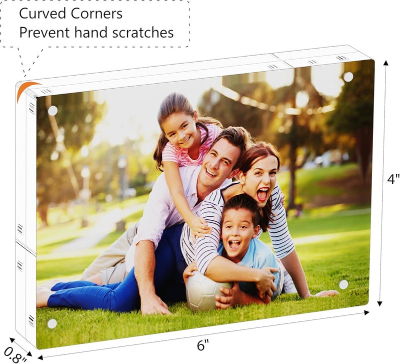GENGENZER Mini Picture Frame 4x6 inch Clear Acrylic Magnetic Photo Business Card Frame 20mm Thick Double Sided Wallet Size Desktop Display Frames for Office Home Decor Photos Cards (4"x 6", 1pcs) - Image 2