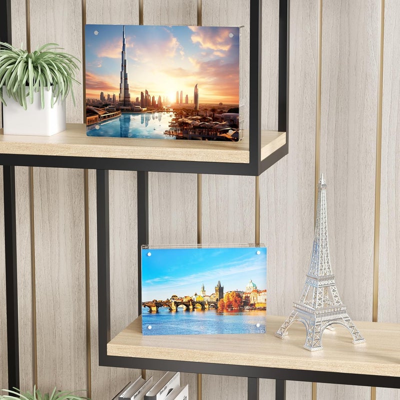 GENGENZER Mini Picture Frame 4x6 inch Clear Acrylic Magnetic Photo Business Card Frame 20mm Thick Double Sided Wallet Size Desktop Display Frames for Office Home Decor Photos Cards (4"x 6", 1pcs) - Image 5