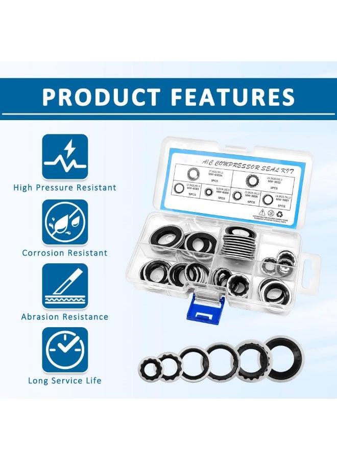 30Pcs AC Compressor Seal Kit, Air Conditioning Compressor Port Seal Washer, Universal Car Gasket Seals Repairs Set - Image 3