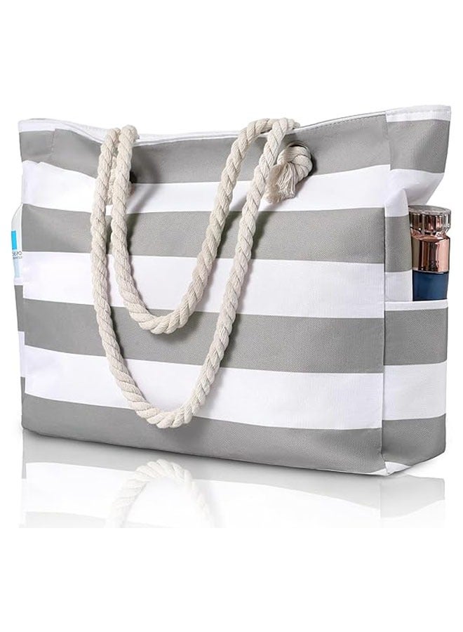 YelaJoy Beach Bags for Women,  Large Waterproof Beach Tote Bag, Zipper Beach Bags,  Waterproof Sandproof Swim Pool Bag Large Tote - Image 1
