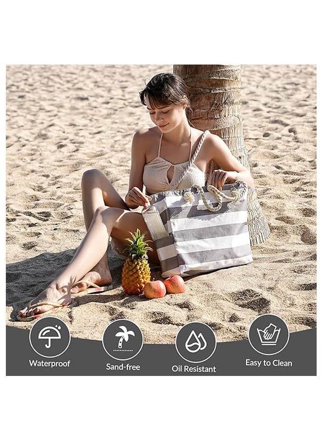 YelaJoy Beach Bags for Women,  Large Waterproof Beach Tote Bag, Zipper Beach Bags,  Waterproof Sandproof Swim Pool Bag Large Tote - Image 3
