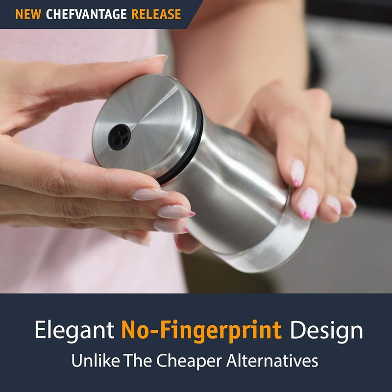 CHEFVANTAGE Salt and Pepper Shakers Set with Adjustable Pour Holes by - White - Image 3