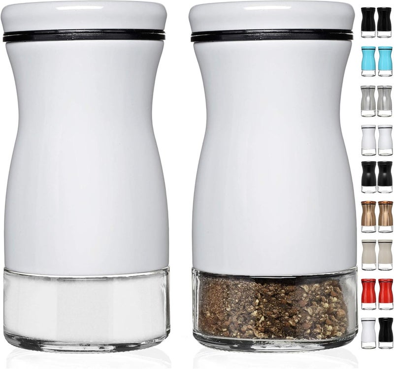 CHEFVANTAGE Salt and Pepper Shakers Set with Adjustable Pour Holes by - White - Image 1