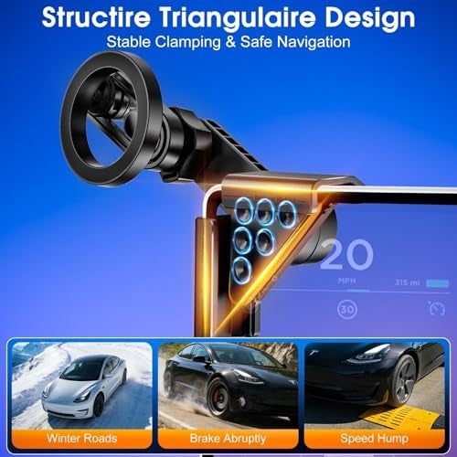 IYOFINE M2026 Tesla Model Y Phone Mount, for MagSafe Magnetic Car Mount for Tesla Model Y Juniper 2026 & Model 3 Highland Accessories, Dashboard Screen Holder Compatible with iPhone Pro Max Android - Image 4