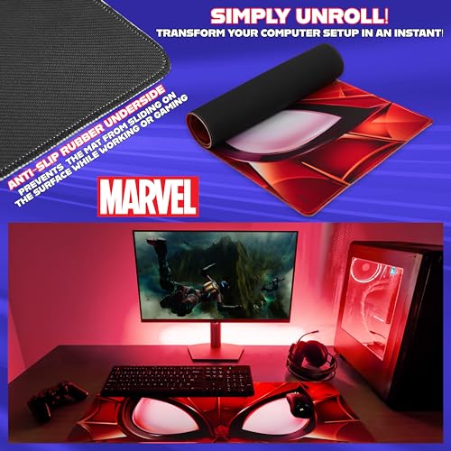 Marvel Spiderman Desk Mat Large Mouse Mat 31.2 x 13.9” Desk Protector Mat PC Laptop Keyboard Gaming & Office Supplies Non Slip - Spiderman Gifts for Men (Red Spiderman) - Image 4