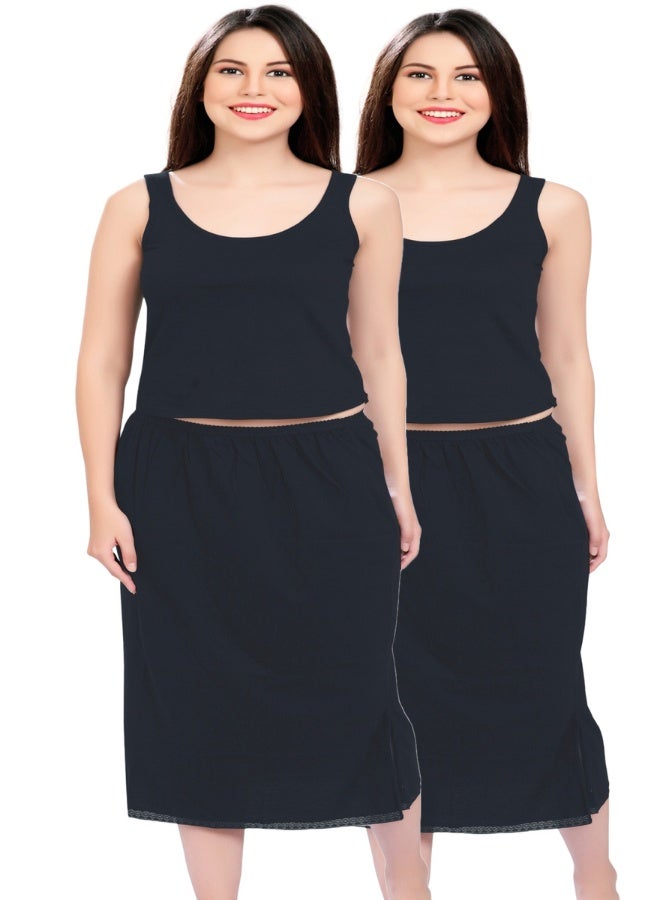 mybody MyBody Maxi Inskirt Pack of 2 – Black Cotton Underskirts for Women | Breathable & Stretchable Inner Skirt for Abaya, Gown & Maxi Dress | Sizes S to 3XL | Comfortable Modest Wear  - Image 1