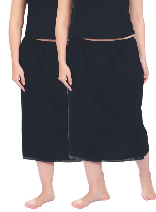 mybody MyBody Maxi Inskirt Pack of 2 – Black Cotton Underskirts for Women | Breathable & Stretchable Inner Skirt for Abaya, Gown & Maxi Dress | Sizes S to 3XL | Comfortable Modest Wear  - Image 2