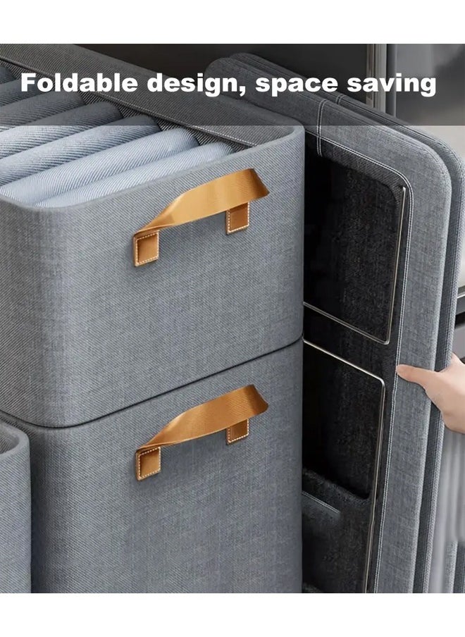 6pcs Foldable Fabric Clothes Organizer and Storage Box with Convenient Carry Side Handles