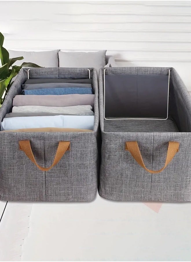 6pcs Foldable Fabric Clothes Organizer and Storage Box with Convenient Carry Side Handles