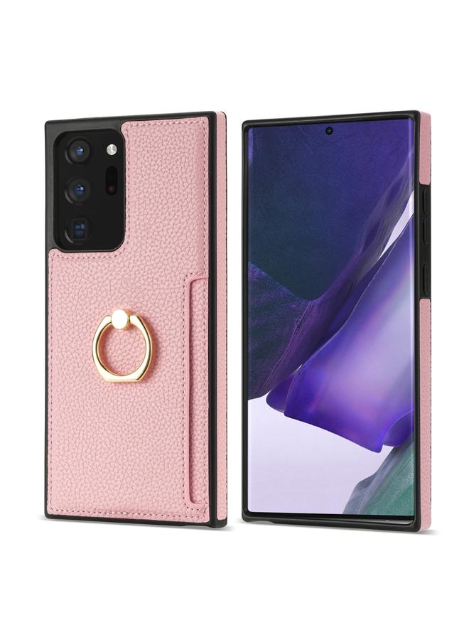 اس-توب جراب لهاتف Samsung Galaxy Note20 Ultra، جراب خلفي من الجلد مع حلقة بطاقة من الليتشي - Image 2