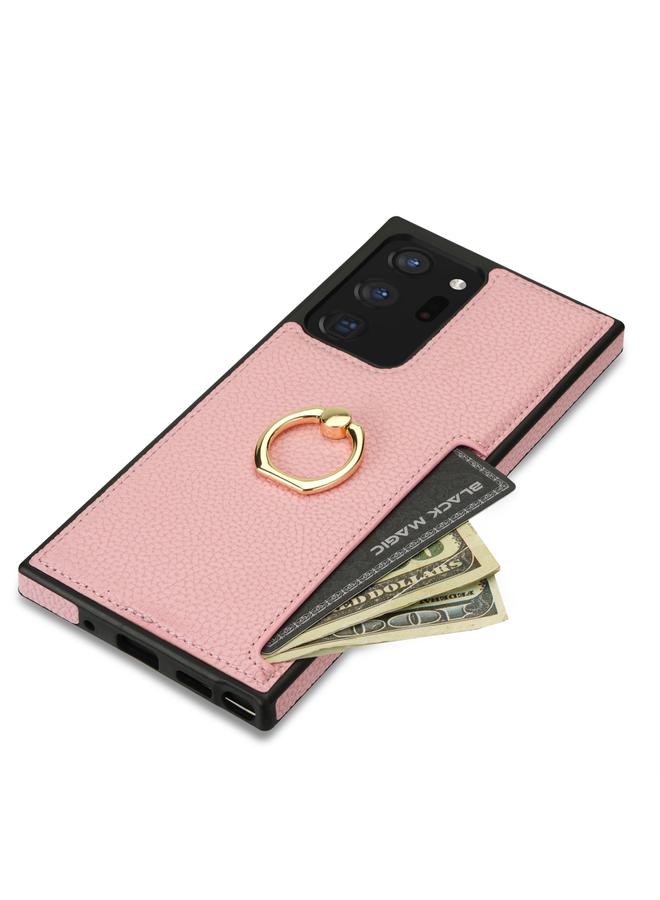 اس-توب جراب لهاتف Samsung Galaxy Note20 Ultra، جراب خلفي من الجلد مع حلقة بطاقة من الليتشي - Image 3