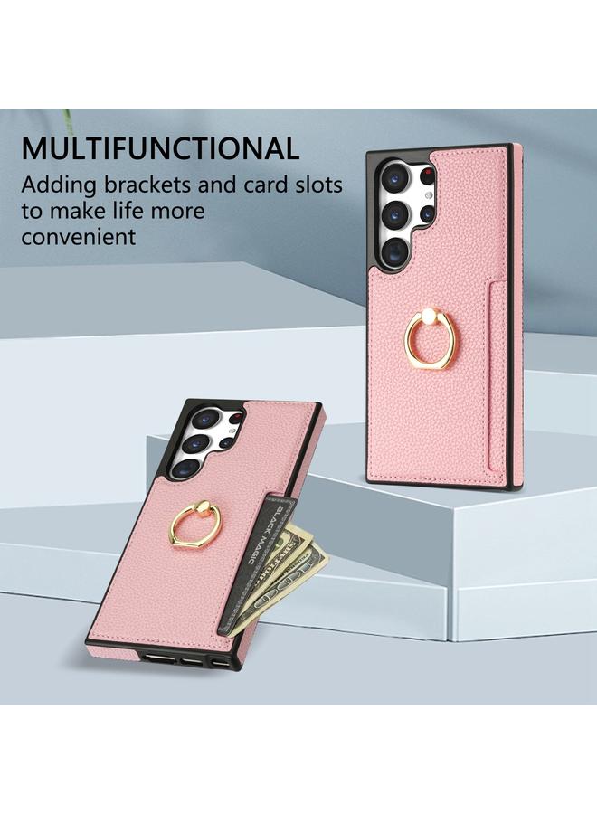 اس-توب جراب لهاتف Samsung Galaxy Note20 Ultra، جراب خلفي من الجلد مع حلقة بطاقة من الليتشي - Image 5