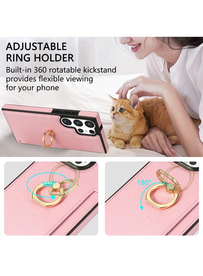 اس-توب جراب لهاتف Samsung Galaxy Note20 Ultra، جراب خلفي من الجلد مع حلقة بطاقة من الليتشي - Image 4