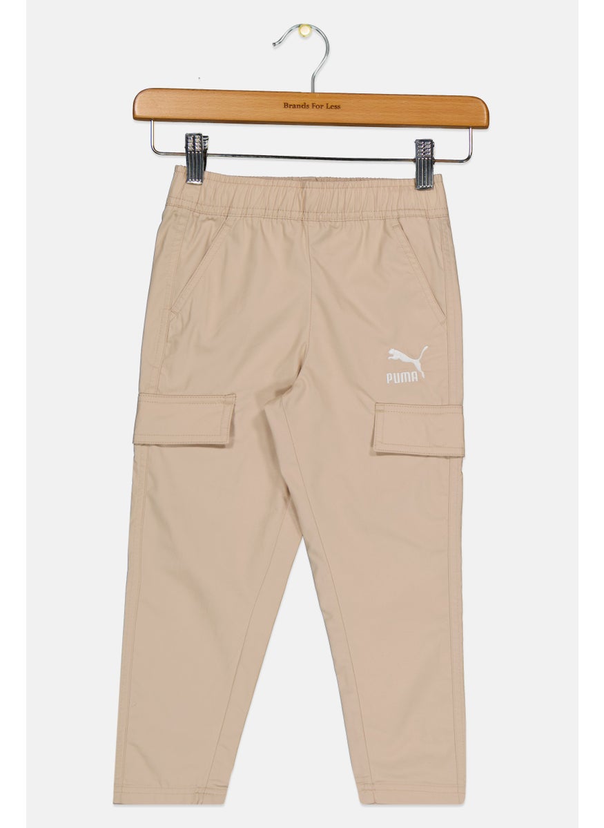 PUMA Toddlers Boy Brand Logo Cargo Pants, Beige  - Image 1