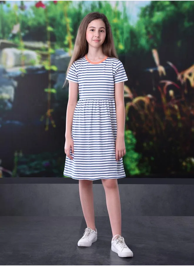 فكتور اند جين Striped Combed Cotton Casual Dress