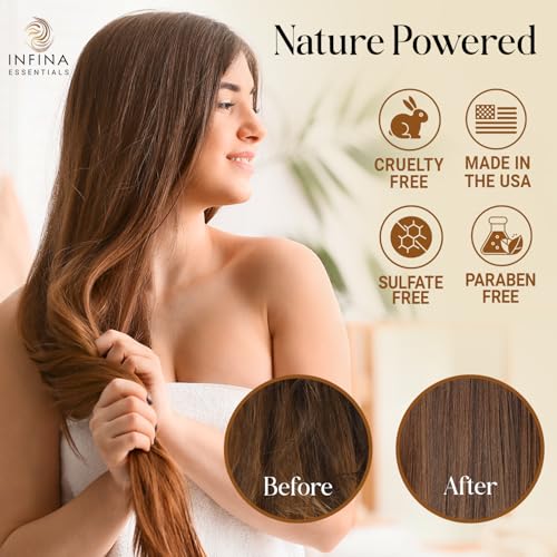 INFINA ESSENTIALS Batana Oil Shampoo and Conditioner Set - Biotin & Tea Tree Oil for Hair Growth & Thickness - Moisturizing & Nourishing Shampoo for Thinning Hair for Men & Women - 16 fl oz Each - Image 2