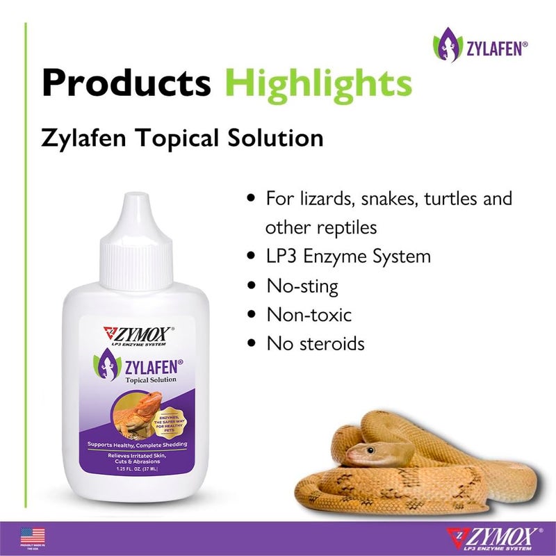Zymox Zylafen Topical Solution for Reptiles, 1.25 oz. â€“ Supports Healthy, Complete Shedding for Lizards, Snakes, Turtles & Frogs â€“ Soothes Irritated Skin: Abrasions, Wounds, & Abnormal Shedding - Image 4